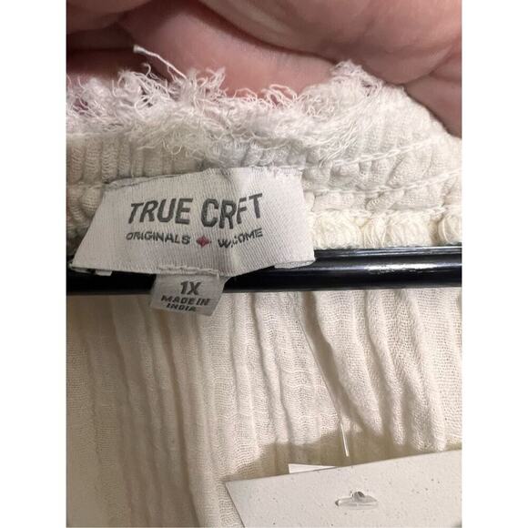 NWT True Craft white cotton blouse top size 1X - Picture 2 of 3